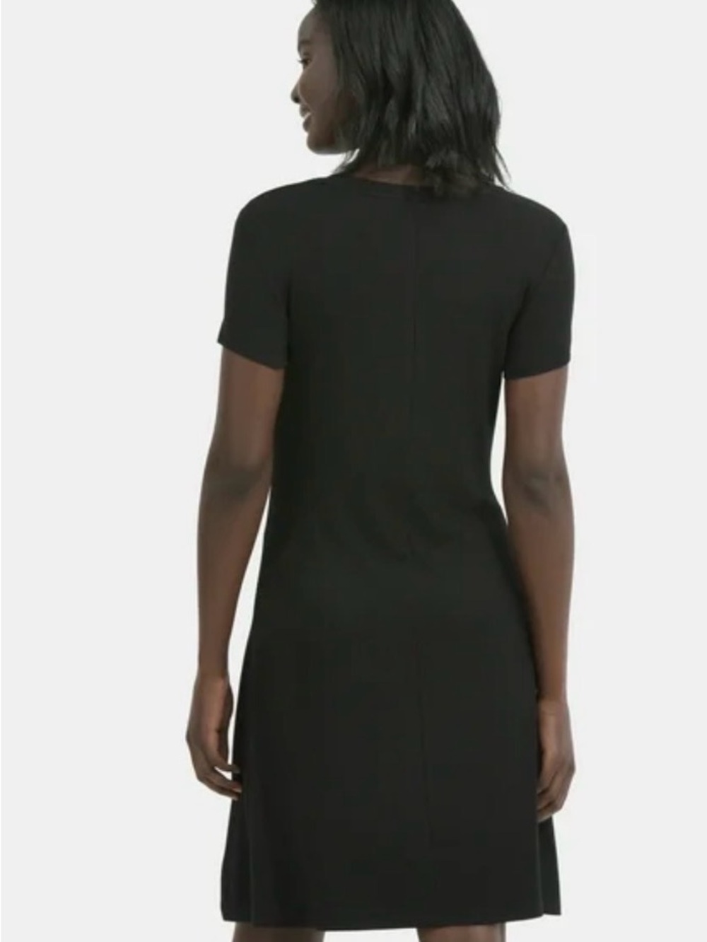 5/$30 Time & Tru Classic Short Sleeve A-Line Rib Knit Dress - Black NWT M - Picture 6 of 9
